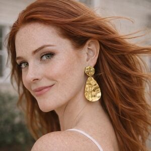 Boho Chic Statement Hammered Earrings 18K Gold Plated Stainless Steel